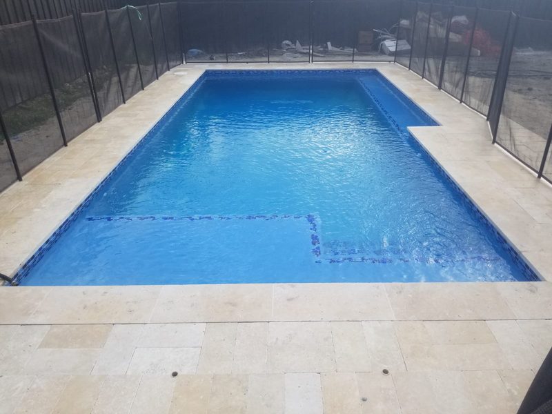 Family pool with dolphin mosaics and attached spa in Westchester